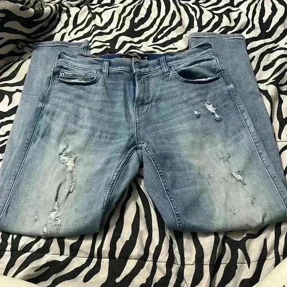 Light Blue Distress Skinny Jeans - Picture 1 of 3